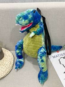 可爱的毛绒恐龙背包 - 藍色 - 查看 4