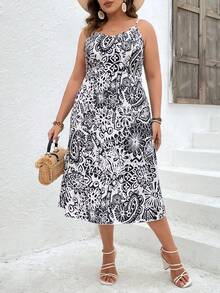 SHEIN LUNE Plus Allover Floral Print Cami Dress