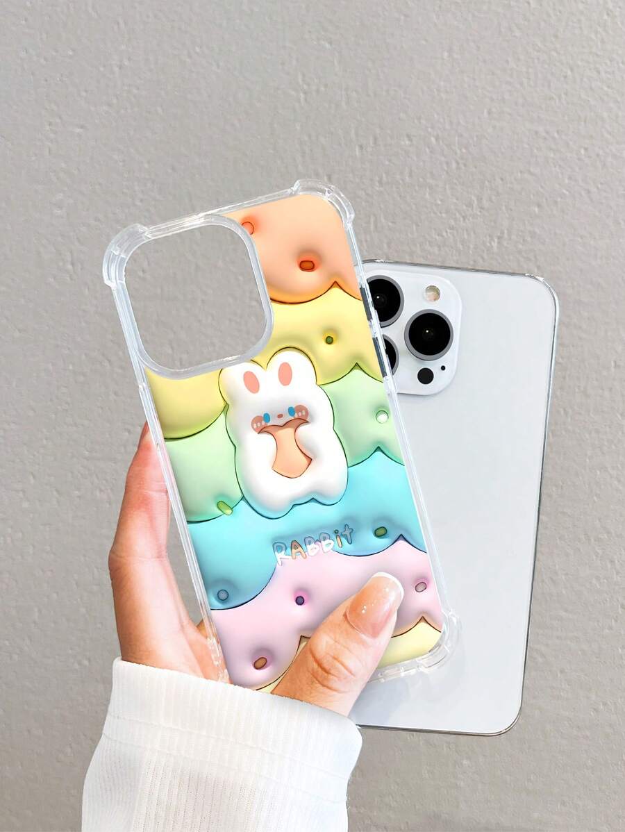 Funda para iPhone con diseño de conejo de dibujos animados, compatible con iPhone 15 Pro Max, funda para iPhone a prueba de golpes, compatible con iPhone 12 Pro Max - Multicolor - Ver 1