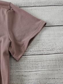 SHEIN LUNE Plus Letter Graphic Tee - Mauve Purple - View 4