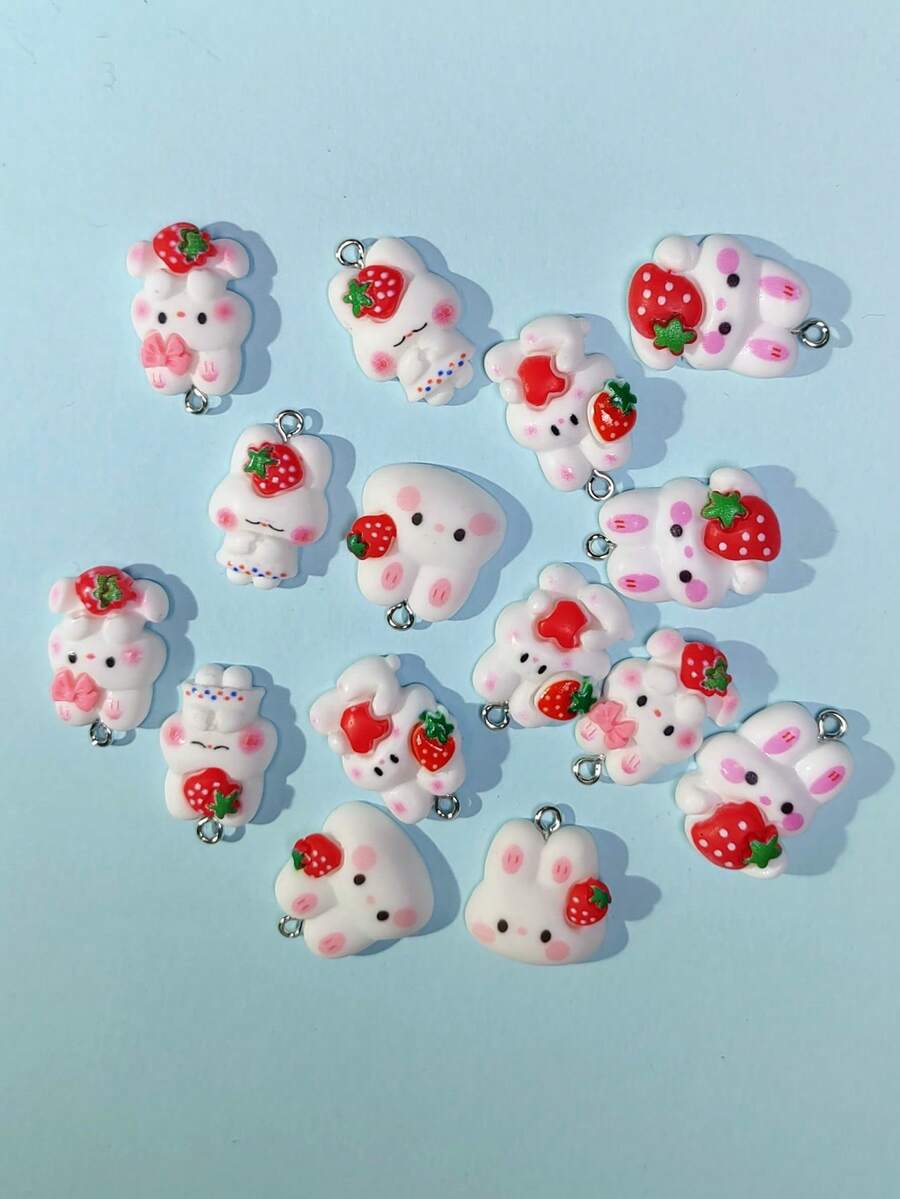 15 piezas Colgante DIY al azar con dibujos animados conejo - Multicolor - Ver 1