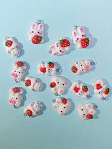 15 piezas Colgante DIY al azar con dibujos animados conejo - Multicolor - Ver 2