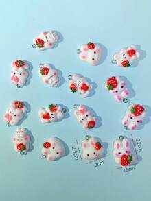 15 piezas Colgante DIY al azar con dibujos animados conejo - Multicolor - Ver 3