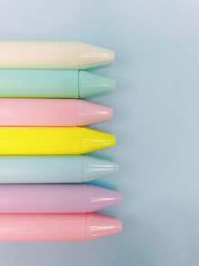 7 piezas unicolor de plástico Bolígrafo simple portátil Pluma de escribir para alumno - Multicolor - Ver 3