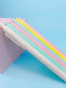 7 piezas unicolor de plástico Bolígrafo simple portátil Pluma de escribir para alumno - Multicolor - Ver 7