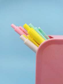 7 piezas unicolor de plástico Bolígrafo simple portátil Pluma de escribir para alumno - Multicolor - Ver 8