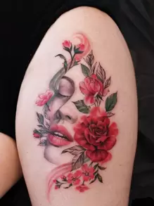 1set Of 6pcs Rose Pattern Temporary Tattoo Stickers - Multicolor - View 4