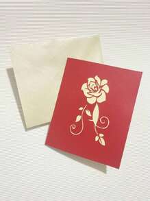 1張彩色玫瑰印花3D賀卡經典紙質婚禮賀卡生日派對 - 彩色 - 查看 1