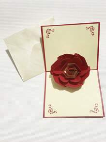 1張彩色玫瑰印花3D賀卡經典紙質婚禮賀卡生日派對 - 彩色 - 查看 4