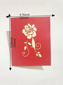 1張彩色玫瑰印花3D賀卡經典紙質婚禮賀卡生日派對 - 彩色 - 查看 5