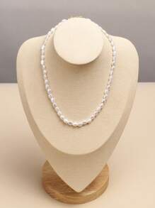 1 Miếng Thanh lịch Ngọc trai giả Đính cườm Dây chuyền Đối với phụ nữ Để Trang Trí Hàng Ngày - trắng - Xem 1