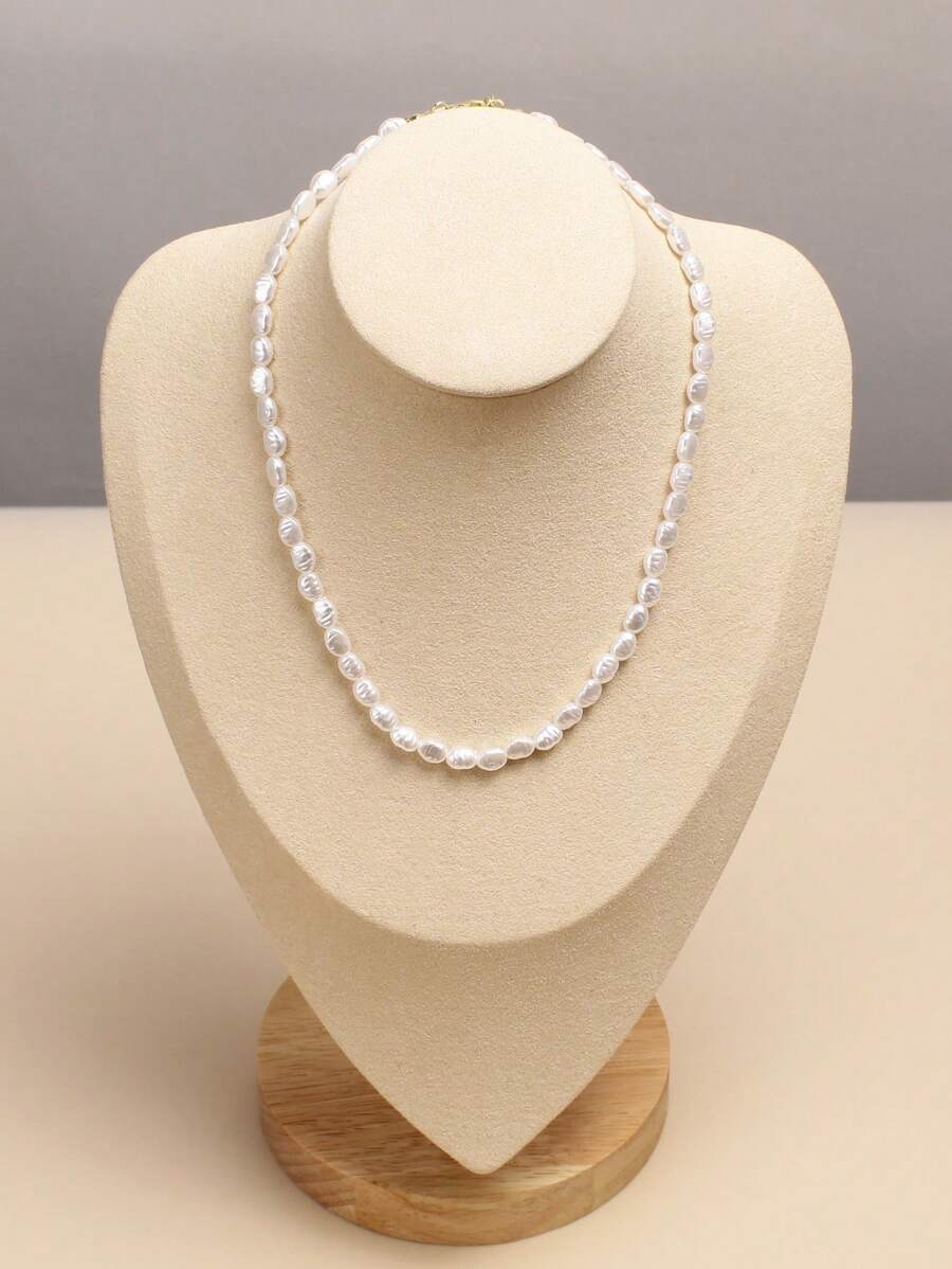 1 Miếng Thanh lịch Ngọc trai giả Đính cườm Dây chuyền Đối với phụ nữ Để Trang Trí Hàng Ngày - trắng - Xem 1