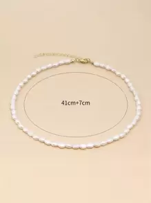 1 Miếng Thanh lịch Ngọc trai giả Đính cườm Dây chuyền Đối với phụ nữ Để Trang Trí Hàng Ngày - trắng - Xem 2
