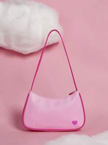 SHEIN X Care Bears Cartoon Pattern Contrast Binding Hobo Bag pink - Pink - View 5