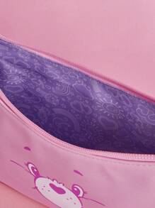 SHEIN X Care Bears Cartoon Pattern Contrast Binding Hobo Bag pink - Pink - View 8