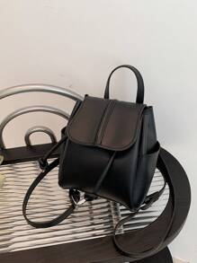 Mochila con solapa mini elegante negro - Negro - Ver 1