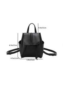 Mochila con solapa mini elegante negro - Negro - Ver 4
