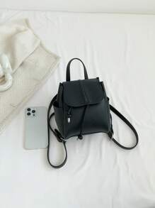 Mochila con solapa mini elegante negro - Negro - Ver 5