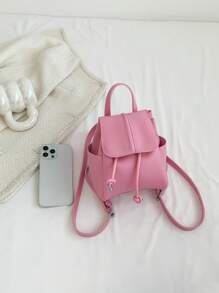 迷你優雅翻蓋背包粉色粉色 - 粉色 - 查看 4