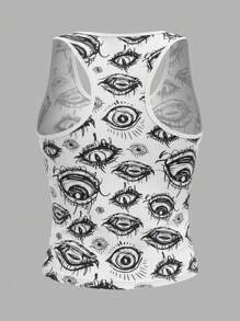 ROMWE Grunge Punk Áo khoác và áo lót dành cho xe tăng nữ Con số Giải trí - trắng - Xem 2