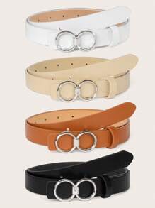 4pcs Round Buckle Belt Summer, School Fall, Autumn, Halloween - Multicolor - View 1