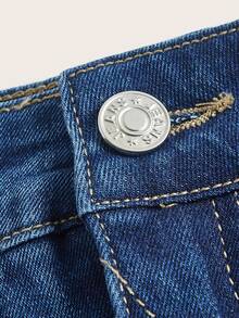 ROMWE Fairycore Colorblock Star Pattern Denim Skirt - Multicolor - View 3