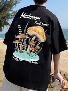 Manfinity EMRG Men Mushroom & Letter Graphic Tee - Black - View 1