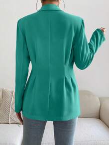 Chiquease Solid Shawl Collar Single Button Blazer - Green - View 2