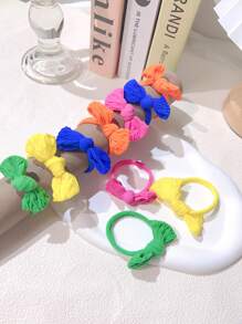 10入組蝴蝶結裝飾髮圈 - 彩色 - 查看 3