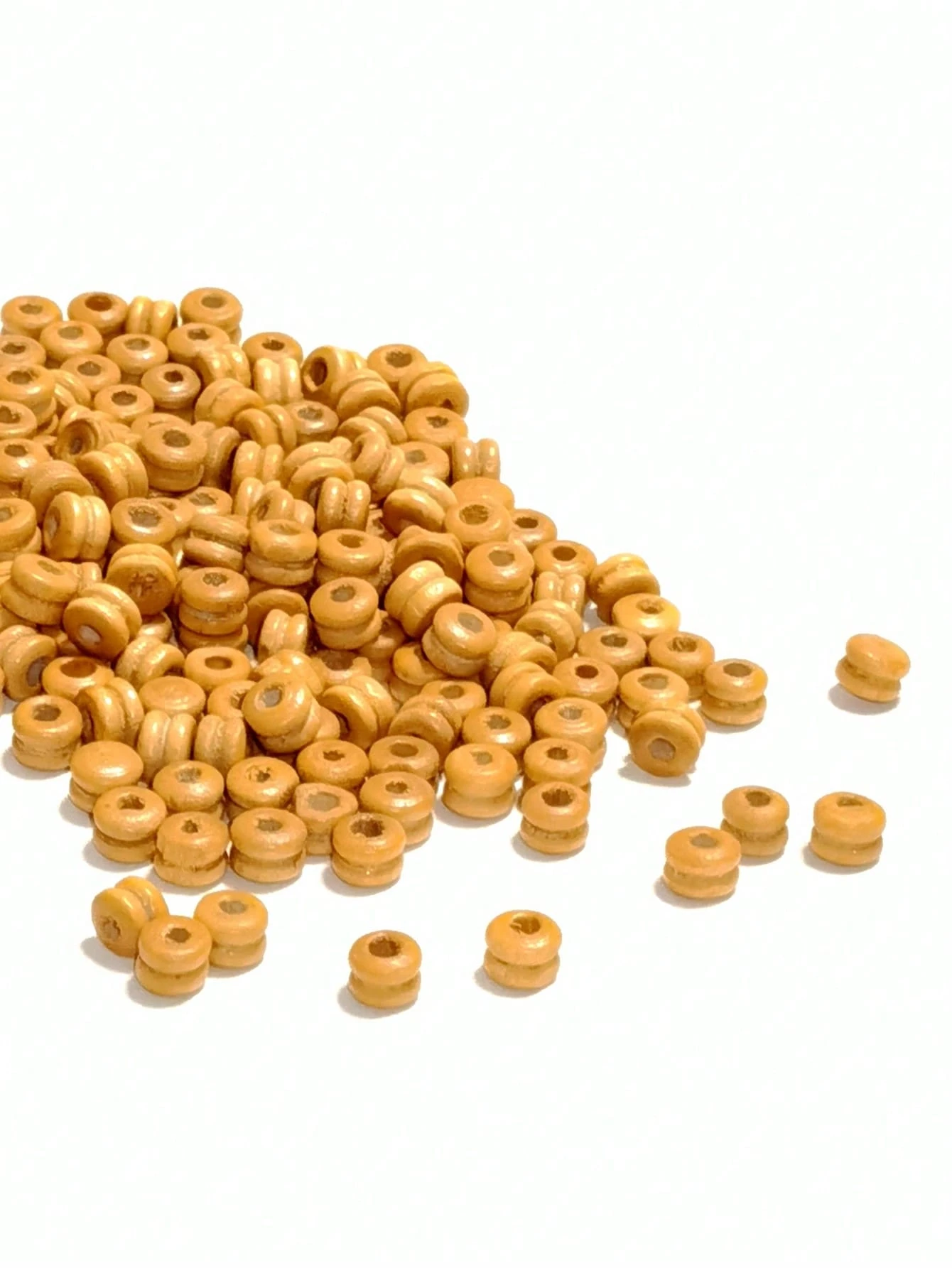 200顆簡單木珠DIY首飾配件用於首飾製作 - 駝色 - 查看 1