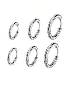 Bộ Bông Tai Hoop Huggie Vàng Nhỏ Cho Nữ Bông Tai Nhẹ Không Gây Dị Ứng Mạ 14K Cho Tai Nhạy Cảm Bộ Bông Tai Hàng Ngày Cho Nhiều Xỏ Khuyên Tai Vòng Sụn Trang Sức Xếp Chồng - Bạc - Xem 11