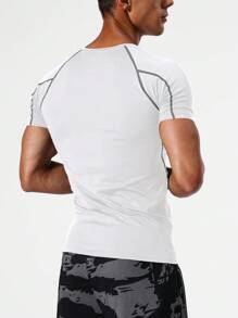 Manfinity Sport Corelite Men Contrast Top Stitching Raglan Sleeve Sports Tee  Workout Tops Basic T Shirt Workout Tops Gym Top Compression Shirt  Breathable - White - View 3