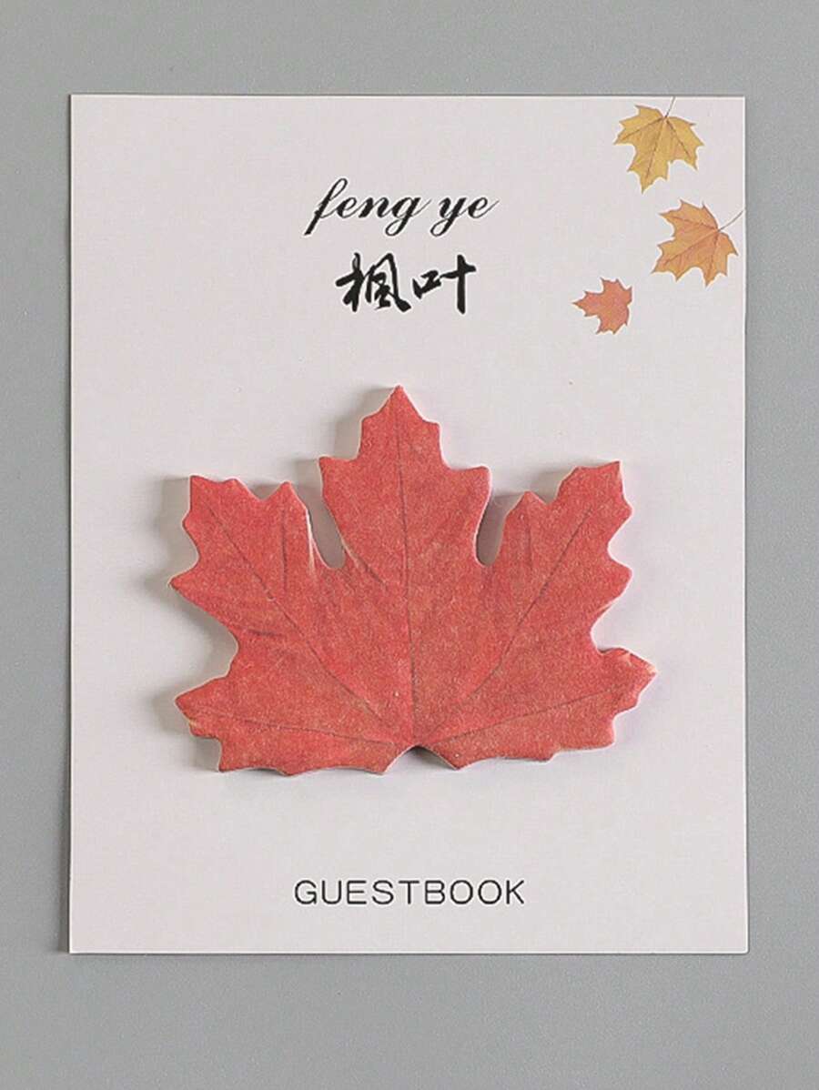 1 Chiếc Lá Thiết Kế Giấy Ghi Chú Màu Đỏ, Sáng Tạo Đa Năng Dễ Dàng Giấy Dán Ghi Chú Cho Sinh Viên, Văn Phòng - Đỏ - Xem 1