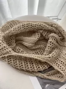 Women's Square Shoulder Tote Bag, Knitted Large Capacity Shopping Bag, Vacation Style Beach Minimalist Design, Suitable For Outings, Crochet Bags - Camel - View 4
