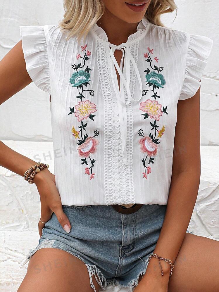Shein camisas bordadas sale