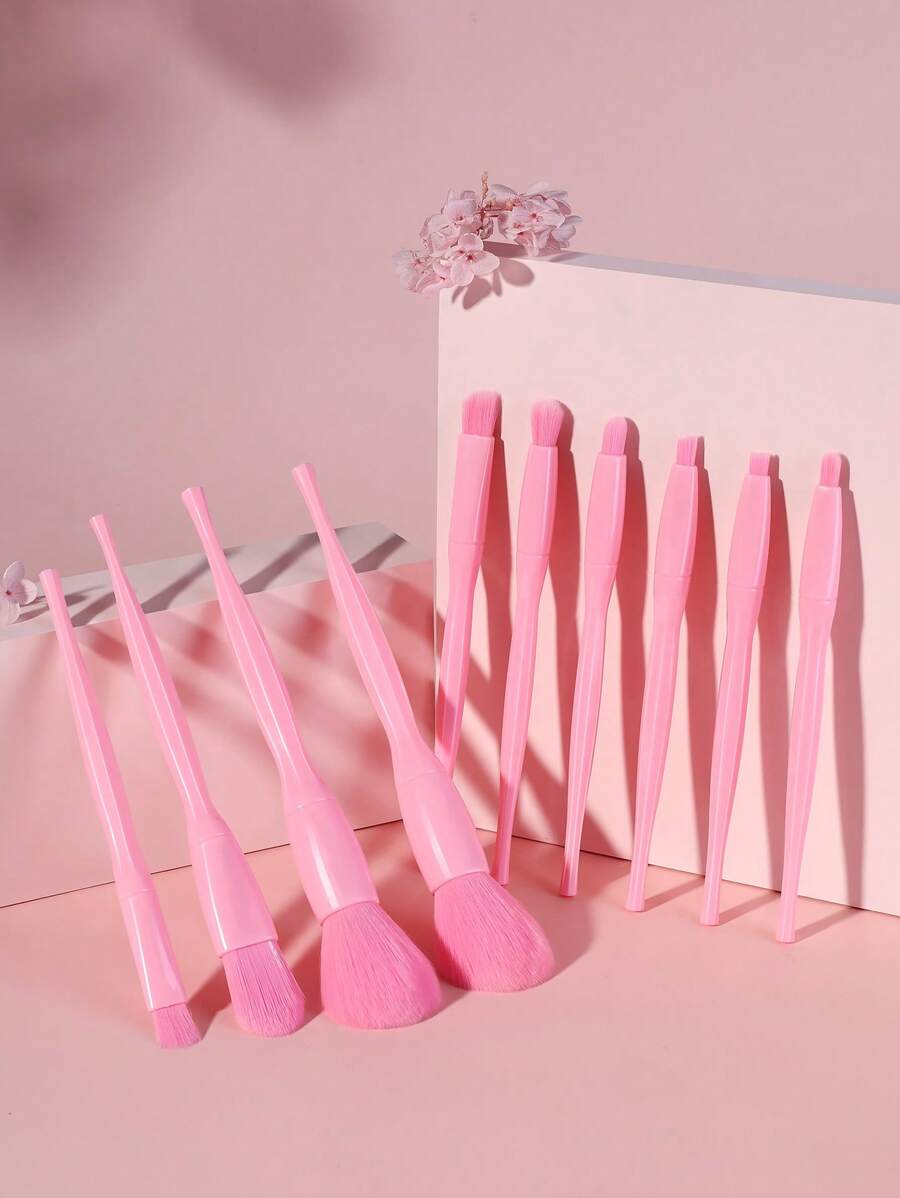 10pcs Synthetic Hair Makeup Brush Set For Face And Eyes, Including Eyeshadow Blending Brushes,Brush Set,Makeup Brush Kit,Make Up Brush Set,Make Up Set Complete,Makeup Brush Set,Complete Makeup Kit,Brush Kit,Brushes Makeup Set,Makeup Gift Set - Pink - View 1