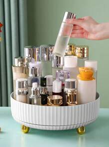 Multifunctional Rotatable Cosmetic Storage Box, 1pc Large Capacity Makeup Organizer, Desk Organizer Fits Face Moisturizer, Perfume, Facial Cleanser, Storage Bucket For Countertop Vanity, Kitchen And Bathroom, Gift For Women And Girls-White,Room,Home,Bedroom,Bathroom,House,Pink Room,Living Room Decor,Travel Stuff,Gift Bag,Gifts For Mom,Dad,Men,Friends,Teacher,Birthday,Wedding,Desk,Shelves,Accessories,Gift Boxes,Funny Gift,Storage ,Jewellery Box,Pouch,Makeup Brush Holder,Brush Holder,Perfume Organiser,Pouch Bag,Room Decor - White - View 6