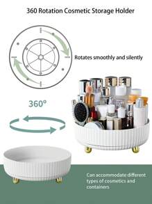 Multifunctional Rotatable Cosmetic Storage Box, 1pc Large Capacity Makeup Organizer, Desk Organizer Fits Face Moisturizer, Perfume, Facial Cleanser, Storage Bucket For Countertop Vanity, Kitchen And Bathroom, Gift For Women And Girls-White,Room,Home,Bedroom,Bathroom,House,Pink Room,Living Room Decor,Travel Stuff,Gift Bag,Gifts For Mom,Dad,Men,Friends,Teacher,Birthday,Wedding,Desk,Shelves,Accessories,Gift Boxes,Funny Gift,Storage ,Jewellery Box,Pouch,Makeup Brush Holder,Brush Holder,Perfume Organiser,Pouch Bag,Room Decor - White - View 9