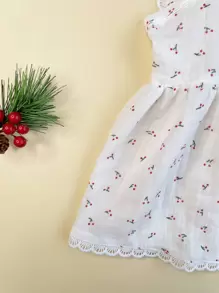 1pc Cherry Print Pet Dress For Cat And Dog For Summer - White - View 8