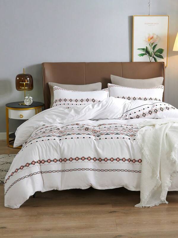 Geometric Pattern Duvet Cover Set Without Filler SHEIN USA