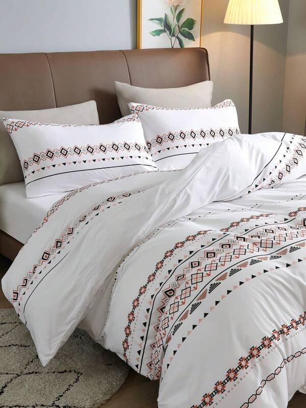 Geometric Pattern Duvet Cover Set Without Filler SHEIN USA