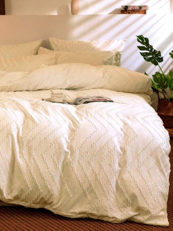 Plain Tufted Duvet Cover Set Without Filler SHEIN USA