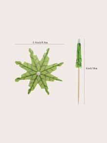 10入組椰子樹設計蛋糕裝飾 - 彩色 - 查看 7