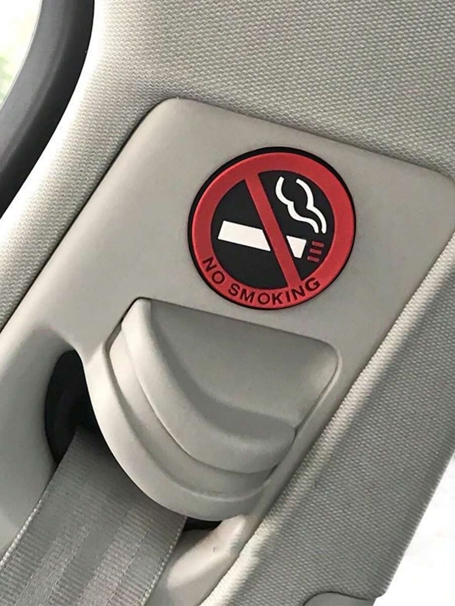 1pc No Smoking Pattern Car Sticker - Red - View 1