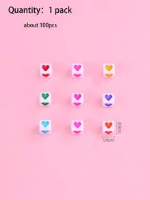 100pcs Heart Detail Square DIY Bead - Multicolor - View 4
