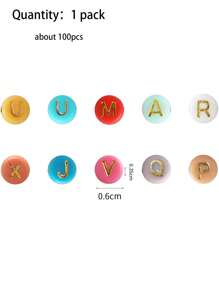 100 piezas Accesorio de joya DIY al azar con estampado de letra cuenta - Multicolor - Ver 4