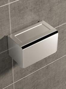 1入組浴室紙巾盒衛生紙架帶手機架子,掛壁式 - 銀色 - 查看 1