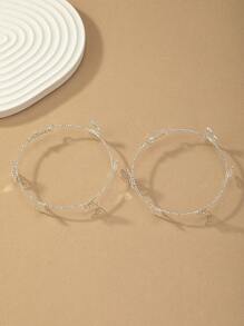 1雙時尚哥特式銀蝴蝶設計誇張圓耳環適合女士日常穿著