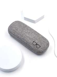 1 件装经典眼镜盒硬壳亚麻面料眼镜收纳盒光学镜架盒眼镜配件女士