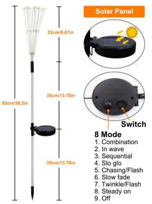 2 件水母形太阳能草坪灯，户外花园照明，适用于小路、庭院、露台 - 黃色 - 查看 6